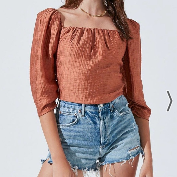 ASTR the Label Kemp Square Neck Top in Warm Brown Size M - Picture 1 of 6